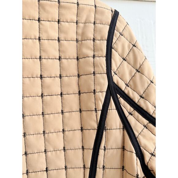 Napa Valley quilted full zip tan jacket with black trim Petite Med. - Picture 6 of 11